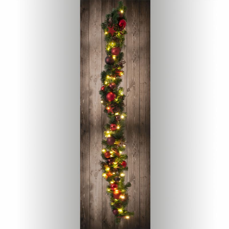 LED-Weihnachtslichterkette mit Dekoration l: 100cm - rot - Leuchtenla